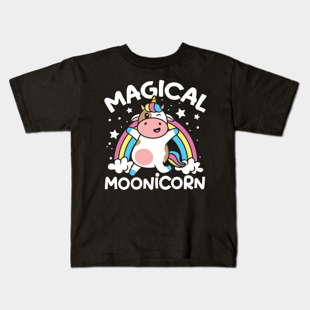 Magical Moonicorn - Unicorn Cow Kids T-Shirt by AngelBeez29